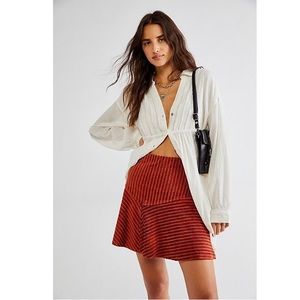 ❌SOLD ❌Free People burnt orange ribbed pattern corduroy mini skirt